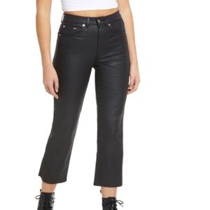 NWT Topshop Coated High Waist Crop Straight Jeans in Black